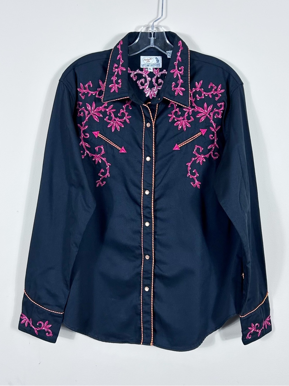 Vintage Panhandle Slim Embroidered Western Shirt Men's XL Snap Buttons Cowboy